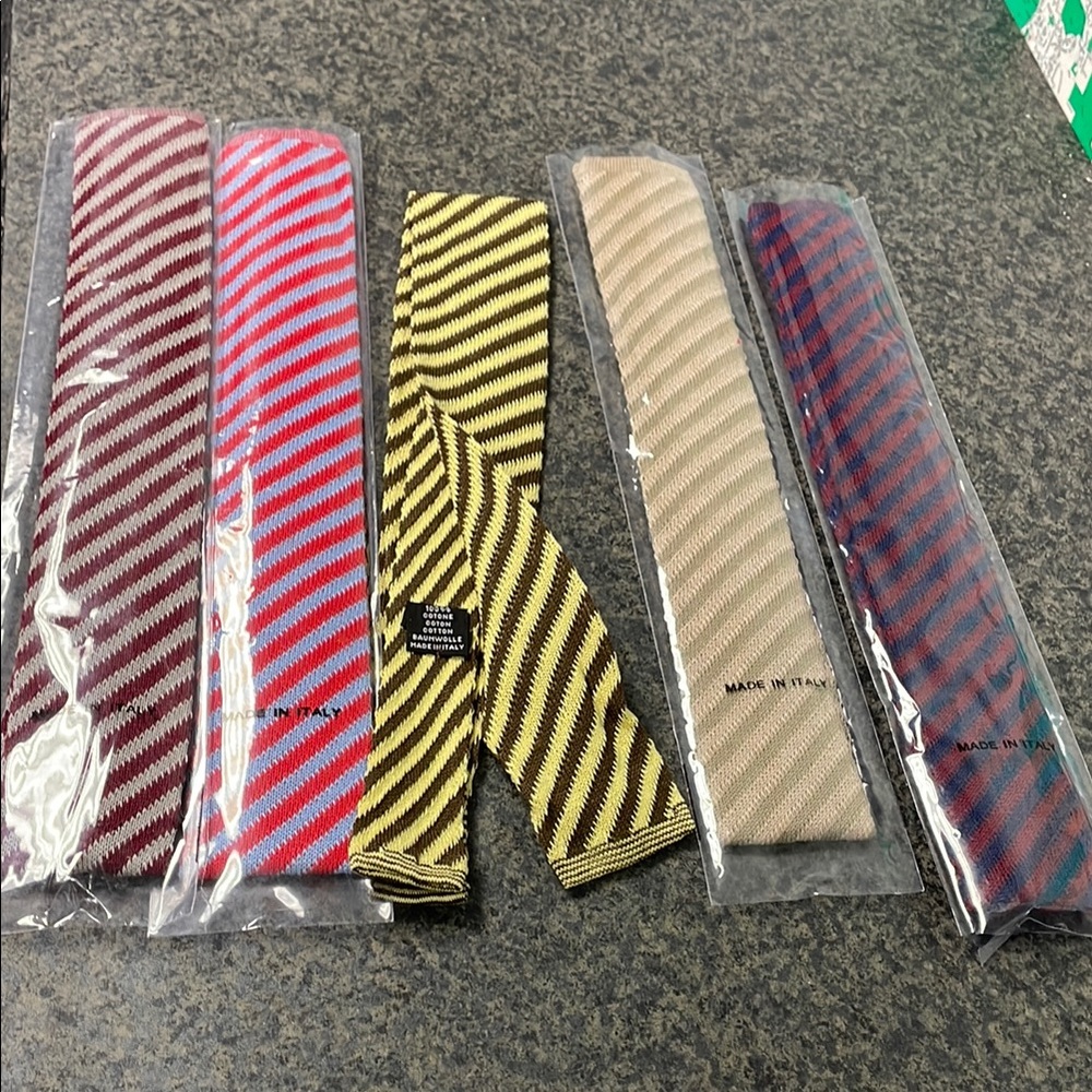 Striped cotton knit young men Ties (5 per Set) made in Italy 🇮🇹